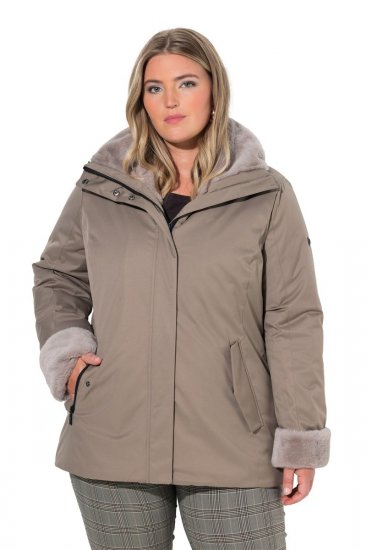 Ulla Popken 850509 Veste en fausse fourrure Taupe - Vestes - Vestes grande taille pour femme