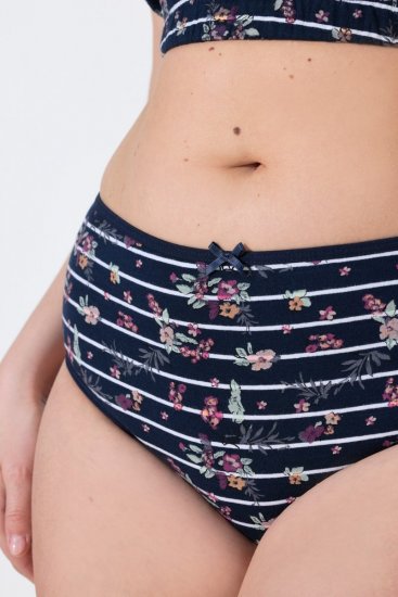 Ulla Popken 850538 Culottes à fleurs en coton bio lot de 2 Bleu marine - Culottes - 