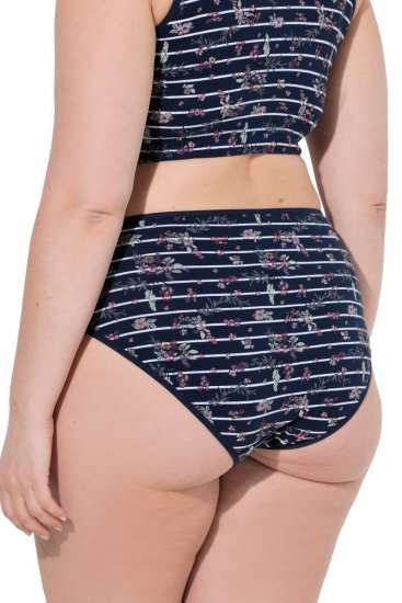 Ulla Popken 850538 Culottes à fleurs en coton bio lot de 2 Bleu marine - Culottes - 