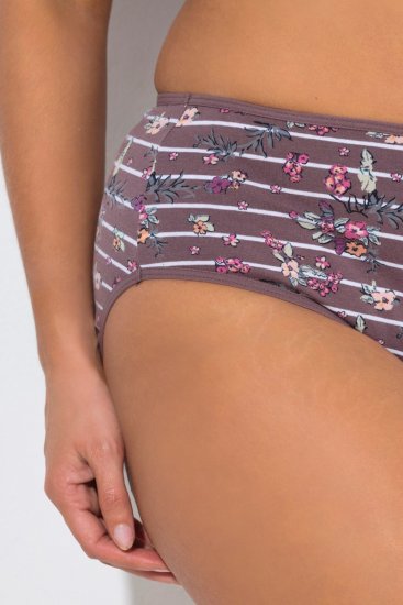 Ulla Popken 850538 Culottes à fleurs en coton bio lot de 2 Marron - Culottes - 