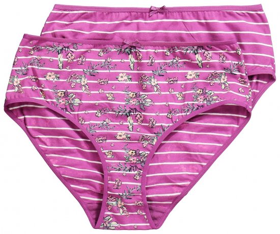 Ulla Popken 850538 Culottes à fleurs en coton bio lot de 2 Violet - Culottes - 