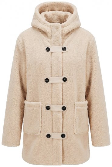 Ulla Popken 850589 Veste teddy Blanc cassé - Vestes - Vestes grande taille pour femme