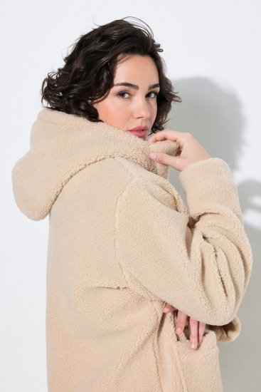 Ulla Popken 850589 Veste teddy Blanc cassé - Vestes - Vestes grande taille pour femme