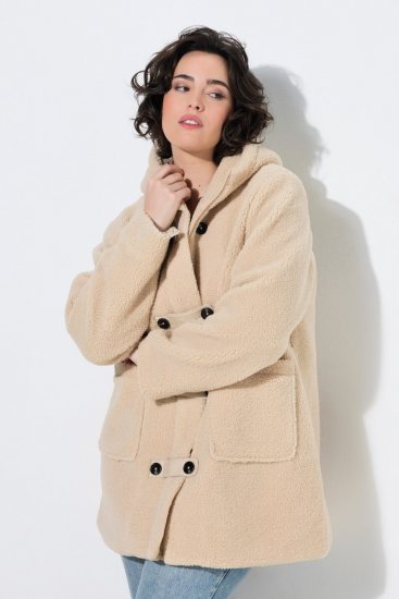 Ulla Popken 850589 Veste teddy Blanc cassé - Vestes - Vestes grande taille pour femme