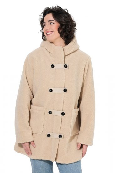 Ulla Popken 850589 Veste teddy Blanc cassé - Vestes - Vestes grande taille pour femme