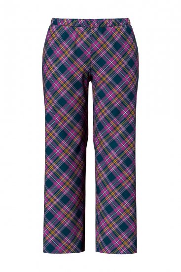 Ulla Popken 850864 Ensemble pyjama 3 pièces à carreaux Violet - Pyjamas/vêtements de détente - 