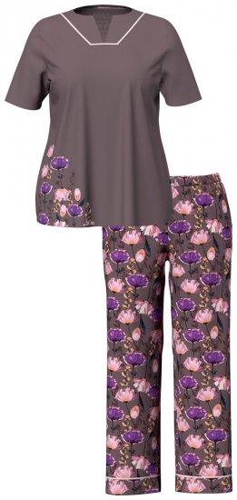 Ulla Popken 850903 Pyjama à fleurs lot de 2 Marron - Pyjamas/vêtements de détente - 