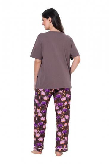 Ulla Popken 850903 Pyjama à fleurs lot de 2 Marron - Pyjamas/vêtements de détente - 