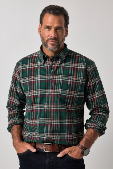 JP1880 850923 Chemise à carreaux manches longues Vert forêt TALL - TALL chemises - Chemises coupe TALL