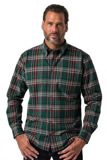 JP1880 850923 Chemise à carreaux manches longues Vert forêt TALL - TALL chemises - Chemises coupe TALL
