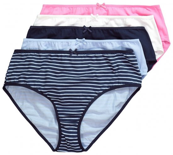 Ulla Popken 850966 Culottes à rayures lot de 5 Bleu marine - Culottes - 