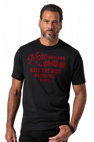 JP1880 851002 T-shirt à imprimé poitrine Noir TALL - TALL T-shirts - T-Shirts Longueur Extra pour Grands Hommes