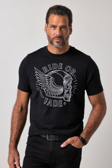 JP1880 851008 T-shirt à imprimé poitrine Noir TALL - TALL T-shirts - T-Shirts Longueur Extra pour Grands Hommes