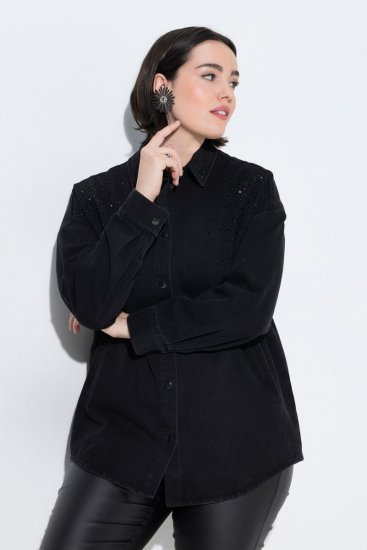 Ulla Popken 851036 Veste en jean Anthracite - Vestes - Vestes grande taille pour femme