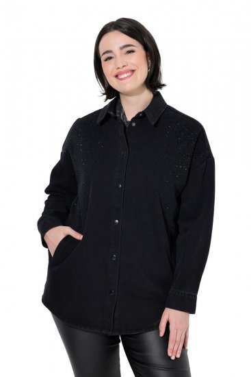 Ulla Popken 851036 Veste en jean Anthracite - Vestes - Vestes grande taille pour femme