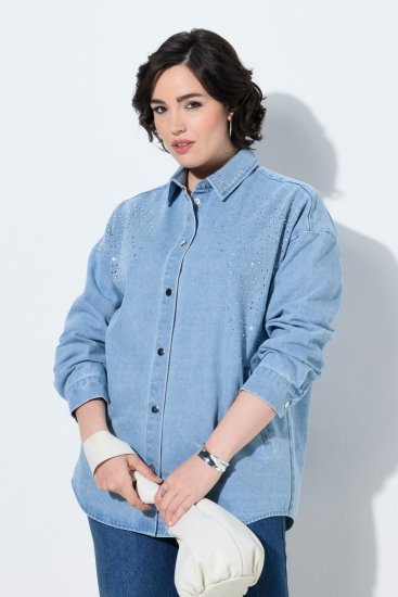 Ulla Popken 851036 Veste en jean Bleu clair - Vestes - Vestes grande taille pour femme