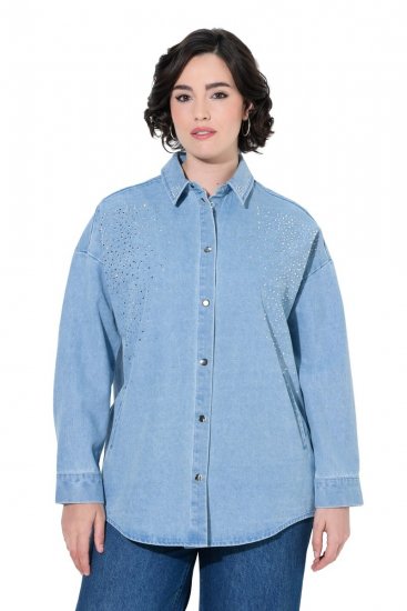Ulla Popken 851036 Veste en jean Bleu clair - Vestes - Vestes grande taille pour femme