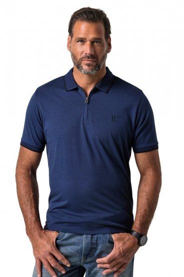JP1880 851048 Polo zippé Bleu nuit TALL - TALL polos - Polos coupe TALL pour hommes grands