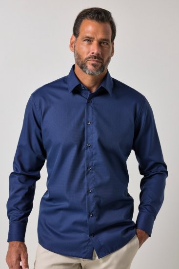 JP1880 851055 Chemise business à motifs sans repassage manches longues Bleu marine TALL - TALL chemises - Chemises coupe TALL