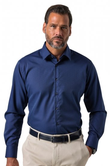 JP1880 851055 Chemise business à motifs sans repassage manches longues Bleu marine TALL - TALL chemises - Chemises coupe TALL