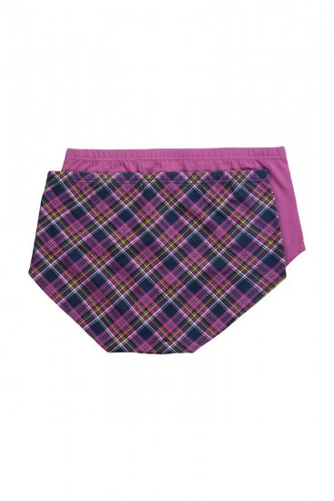 Ulla Popken 851071 Culottes à carreaux en coton bio lot de 2 Violet - Culottes - 