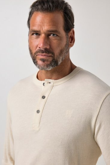 JP1880 851075 T-shirt henley manches longues Gris sable TALL - TALL T-shirts - T-Shirts Longueur Extra pour Grands Hommes