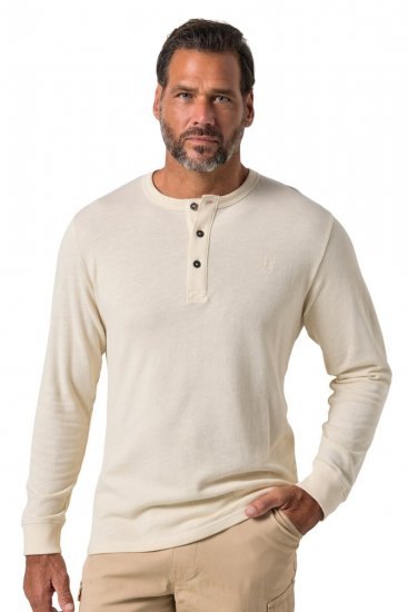 JP1880 851075 T-shirt henley manches longues Gris sable TALL - TALL T-shirts - T-Shirts Longueur Extra pour Grands Hommes