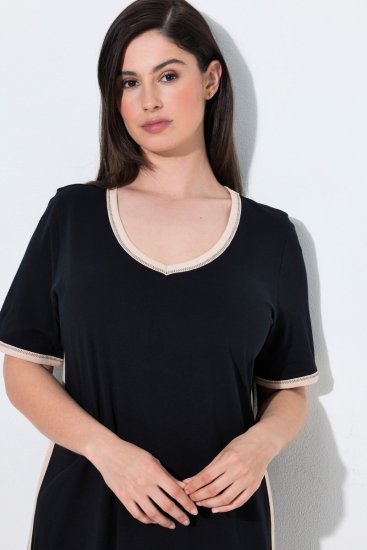 Ulla Popken 851237 Chemise de nuit rayée Noir - Chemises de nuit - 