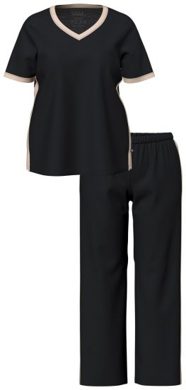 Ulla Popken 851245 Pyjama à rayures Noir - Pyjamas/vêtements de détente - 