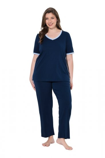 Ulla Popken 851245 Pyjama à rayures Bleu marine - Pyjamas/vêtements de détente - 