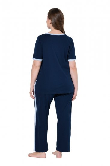 Ulla Popken 851245 Pyjama à rayures Bleu marine - Pyjamas/vêtements de détente - 