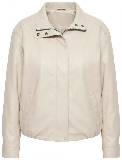 Ulla Popken 851329 Veste biker effet cuir zippée Taupe - Vestes - Vestes grande taille pour femme