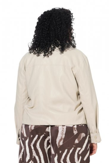 Ulla Popken 851329 Veste biker effet cuir zippée Taupe - Vestes - Vestes grande taille pour femme