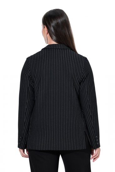 Ulla Popken 851341 Blazer stretch à fines rayures Noir - Blazers - Vestes blazer pour femme, grandes tailles