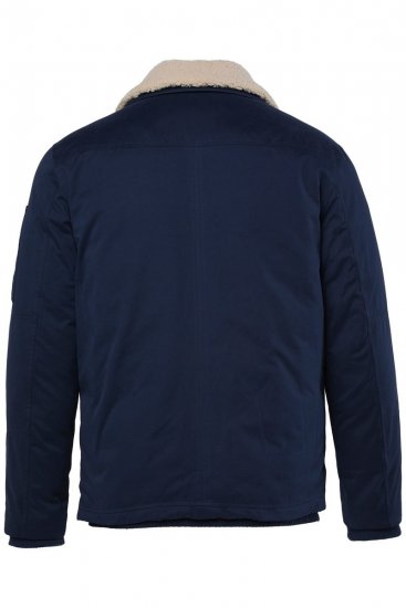 Men+ 369 Veste bellyfit à col teddy Bleu marine - Vestes - Vestes homme grandes tailles