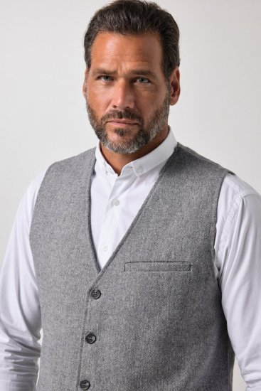 JP1880 851399 Gilet en mélange de laine à dos tricoté Gris clair - Costumes - Costumes grandes tailles 