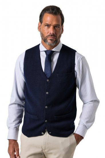JP1880 851421 Gilet tricoté à col V Bleu marine - Costumes - Costumes grandes tailles 