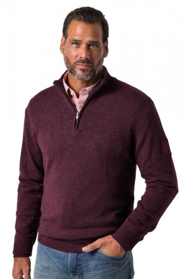 JP1880 851428 Pull tricoté col zippé Prune TALL - TALL sweatshirts - Sweatshirts TALL pour hommes grands