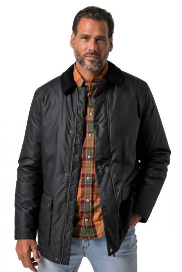 JP1880 851493 Veste cirée à col velours côtelé Noir - Vestes - Vestes homme grandes tailles