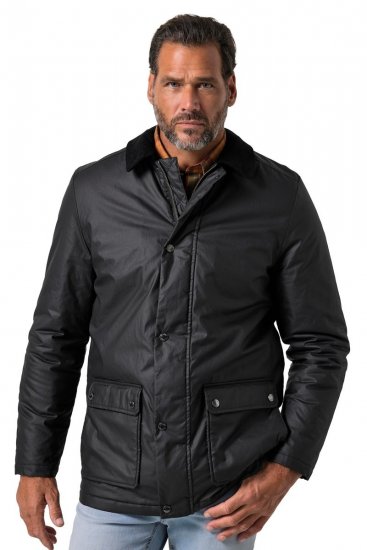 JP1880 851493 Veste cirée à col velours côtelé Noir - Vestes - Vestes homme grandes tailles