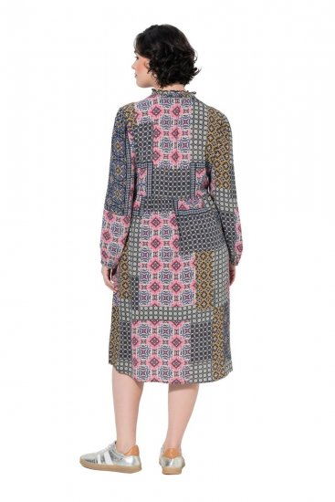 Ulla Popken 851546 Robe mi-longue imprimée Jaune moutarde - Robes midi - Robes mi-longues pour femmes rondes