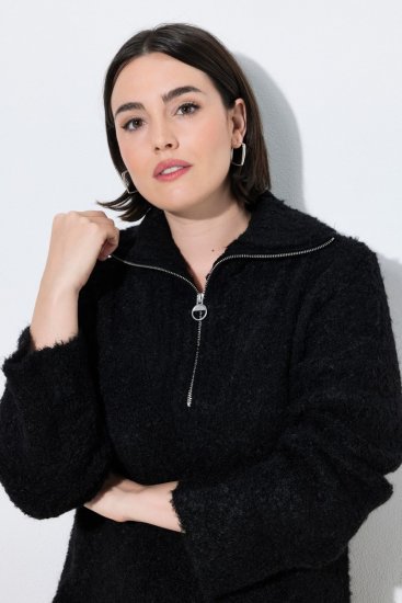 Ulla Popken 851563 Robe en maille à manches longues et col roulé Noir - Robes - Des robes dans toutes les tailles