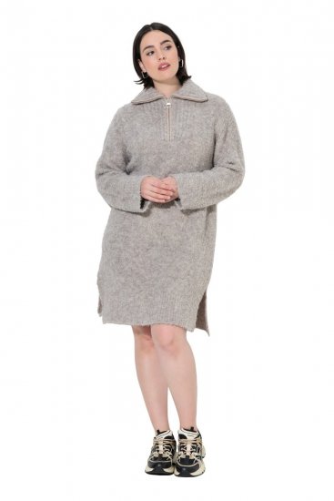 Ulla Popken 851563 Robe en maille à manches longues Beige - Robes - Des robes dans toutes les tailles