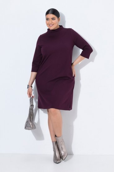 Ulla Popken 851664 Robe en jersey à col roulé Prune - Robes - Des robes dans toutes les tailles