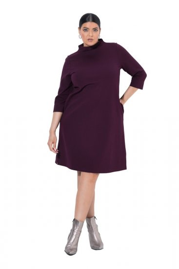 Ulla Popken 851664 Robe en jersey à col roulé Prune - Robes - Des robes dans toutes les tailles