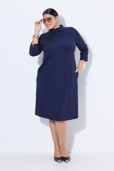 Ulla Popken 851664 Robe en jersey trapèze à poches Bleu marine - Robes - Des robes dans toutes les tailles