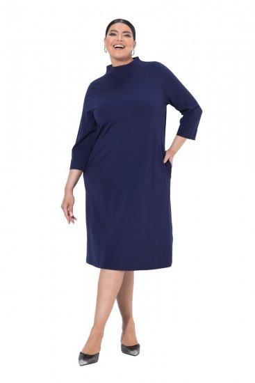 Ulla Popken 851664 Robe en jersey trapèze à poches Bleu marine - Robes - Des robes dans toutes les tailles