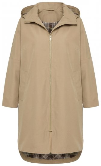 Ulla Popken 851764 Manteau oversize à capuche amovible Sable - Manteaux - Manteaux grande taille pour femme