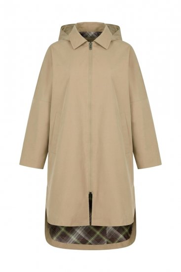 Ulla Popken 851764 Manteau oversize à capuche amovible Sable - Manteaux - Manteaux grande taille pour femme
