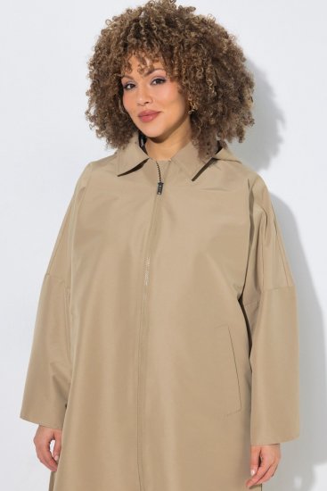 Ulla Popken 851764 Manteau oversize à capuche amovible Sable - Manteaux - Manteaux grande taille pour femme